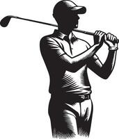 golf speler silhouet Aan wit achtergrond. vector
