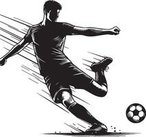 een Mens silhouet voetbal speler of Amerikaans voetbal speler schoppen Amerikaans voetbal geïsoleerd Aan wit achtergrond. vector