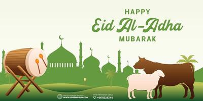 eid al adha Islamitisch banier achtergrond. grafisch ontwerp voor de decoratie van geschenk certificaten, banners en folder. vector