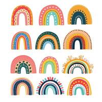 schattig regenboog cliparts. kinderen illustraties. vector