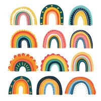 schattig regenboog cliparts. kinderen illustraties. vector