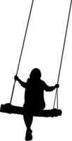 silhouet een mooi meisje swinging vector