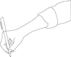 een lijn tekening hand- Holding pen vector