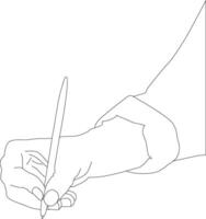 een lijn tekening hand- Holding pen vector