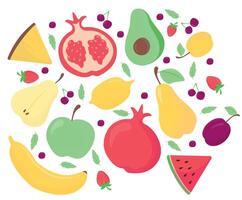 verzameling van vers vruchten. illustratie van vers voedsel, ontwerp elementen geïsoleerd Aan wit achtergrond. illustratie set. vector