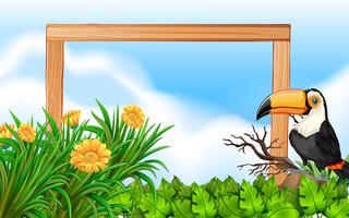 Toucan houten frame achtergrond vector