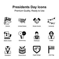 pixel perfect pictogrammen reeks van president dag, Amerikaans verkiezingen dag vector