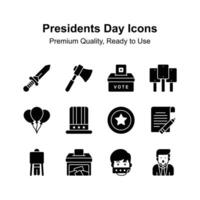nemen een kijken Bij deze voorzichtig bewerkte presidenten dag pictogrammen reeks vector