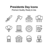 nemen een kijken Bij deze voorzichtig bewerkte presidenten dag pictogrammen reeks vector