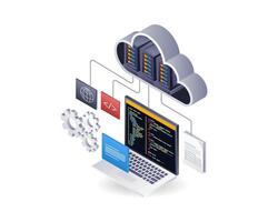 technologie wolk server programmering taal, isometrische vlak 3d illustratie infographic vector