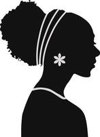 zwart geschiedenis maand vrouw silhouet. met sommige accessoires. geïsoleerd grafisch ontwerp vector