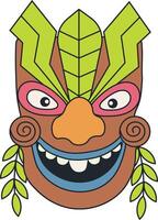 traditioneel etnisch tiki masker. hawaiiaans tribal masker. illustratie Aan wit achtergrond vector