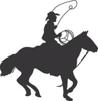 cowboy silhouet. cowboy rodeo met touw. geïsoleerd Aan wit achtergrond vector