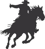 cowboy silhouet. cowboy rodeo met touw. geïsoleerd Aan wit achtergrond vector