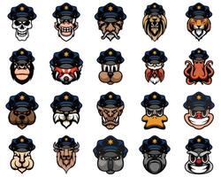 Politie mascotte ontwerp bundel vector