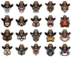 cowboy hoed mascotte ontwerp bundel vector