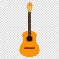 akoestisch gitaar met een geel lichaam en een bruin nek, dreadnought met afgeronde randen, vlak ontwerp, gemakkelijk afbeelding, tekenfilm stijl. muziek- groep concept. lijn icoon voor bedrijf en reclame vector