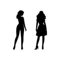 Dames silhouet vlak in wit achtergrond vector