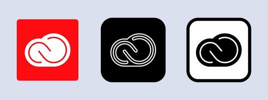 Adobe creatief wolk logo. Adobe toepassing logo. zwart, wit en origineel kleur. redactie. ulistratie. vector