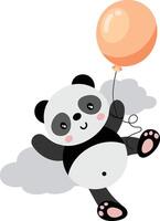 schattig panda vliegend met een ballon vector