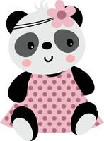 schattig panda zittend vervelend een jurk vector