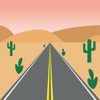 illustratie ontwerp van weg in de woestijn Bij avond vector