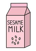 veganistisch sesam melk. doos karton verpakking. vlak illustratie. vector