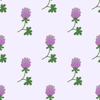 naadloos bloemen patroon met bloem Klaver. klaverblad illustratie. vlak tekening gemakkelijk fabriek. zomer of voorjaar achtergrond. vector