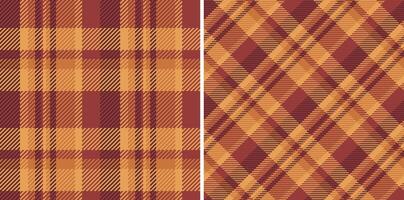 kleding stof plaid naadloos van controleren Schotse ruit achtergrond met een structuur textiel patroon . reeks in warm kleuren voor ruit afdrukken blouse, schede jurk, mager broek. vector