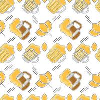 bier bril en flessen gekleurde schetsen patroon achtergrond vector
