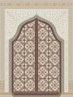 elegant mughal geïnspireerd paleis deur illustratie met ingewikkeld motieven vector