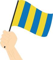 hand- Holding en stijgende lijn de maritiem vlag naar staan voor de brief g illustratie vector