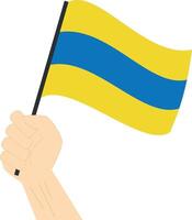 hand- Holding en stijgende lijn de maritiem vlag naar staan voor de brief d illustratie vector