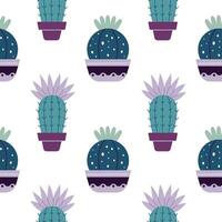 schattig cactussen in boho stijl. cactus naadloos patroon. modieus boho textuur. cactussen kleding stof afdrukken ontwerp. sappig textiel. vlak ontwerp, tekening stijl, wit achtergrond vector