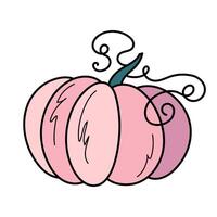 schattig roze herfst pompoen. hand- getrokken illustratie voor halloween en dankzegging decoratie. vector