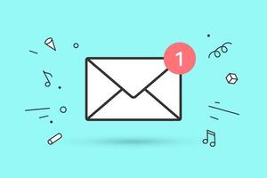 icoon van nieuw mail envelop met rood markeerstift een bericht vector