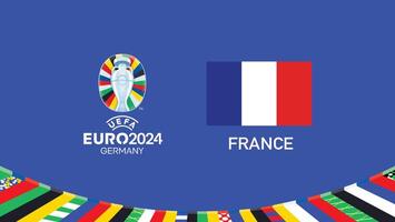 euro 2024 Frankrijk embleem vlag teams ontwerp met officieel symbool logo abstract landen Europese Amerikaans voetbal illustratie vector