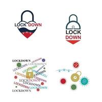 lockdown logo vector illustratie ontwerpsjabloon