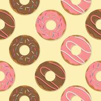 zoet zomer naadloos patroon met donuts illustraties. vector