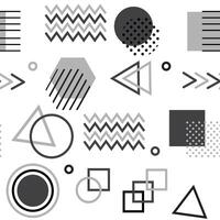 Memphis stijl met meetkundig patroon, illustratie met meetkundig figuren. modieus naadloos patroon. vector