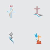 christelijke begraafplaats pictogram vector illustratie ontwerpsjabloon