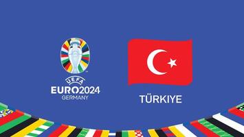 euro 2024 turkiye vlag lint teams ontwerp met officieel symbool logo abstract landen Europese Amerikaans voetbal illustratie vector