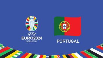 euro 2024 Portugal vlag lint teams ontwerp met officieel symbool logo abstract landen Europese Amerikaans voetbal illustratie vector