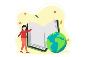 wereld boek dag vlak ontwerp vector