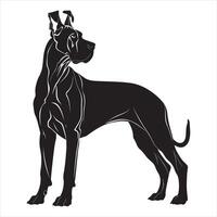 vlak illustratie van Super goed dane hond silhouet vector