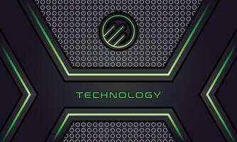 donker groen metalen technologie achtergrond sjabloon met technologie logo vector