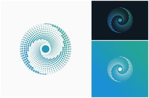 cirkel gebied spiraal dots cyclisch technologie abstract futuristische logo ontwerp illustratie vector