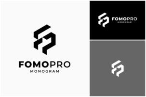 brief fp pf initialen monogram meetkundig modern abstract logo ontwerp illustratie vector
