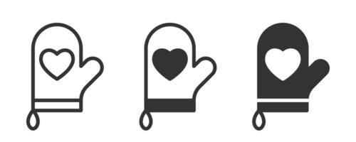 keuken handschoen icoon met hart vorm Aan het. illustratie. vector