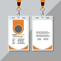 modern en schoon bedrijf ID kaart kaart sjabloon. zakelijke modern bedrijf ID kaart kaart ontwerp sjabloon met geel kleur. professioneel ID kaart kaart ontwerp sjabloon. bedrijf werknemer ID kaart kaart sjabloon. vector